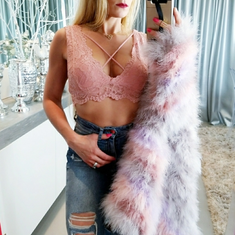 BLUSH Lace Criss Cross front  Bralette - Picture 2 of 4